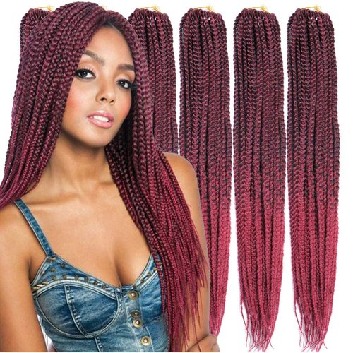 Mayloss 6 Packs/Lot (14/18/24/30) inch 1cm 20 Strands/Pack Thin 3X Box Braid Crochet Hair Extensionin Diameter 3X Synthetic Braid Hair Extensions Crochet Braids Hair Color(30Inch T1B/bug)