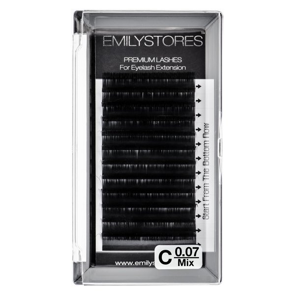 EMILYSTORES Eyelash Extensions 0.07mm Thickness C Curl Length 8-14mm Mixed Size Easy Fan Eye Lashes For Lash Extensions(0.07,C,Mixed 8-14mm)