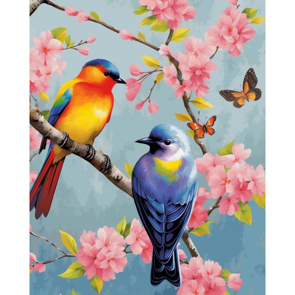 Maomaomi Paint by Numbers DIY Acrylic Painting Kit for Kids & Adults Beginner – 16" Wx20 L Inseparable King Bird Pattern