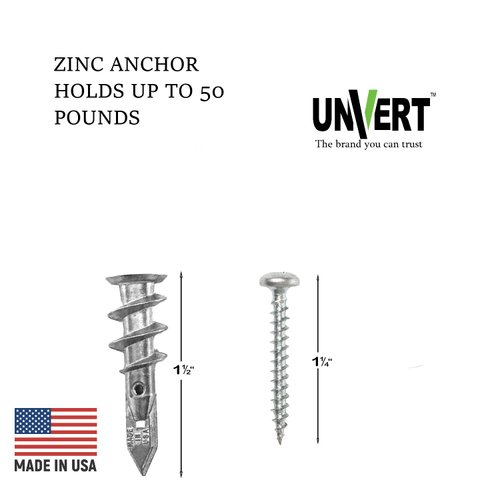 E-Z Ancor kit, 50 Zinc Self Drilling Drywall Anchors with 50 Phillip Screws #8 x 1-1/4" #EKZ050