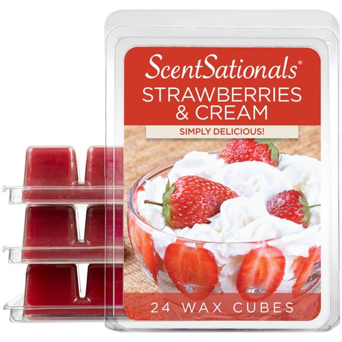 Scentsationals Wax Melts, Wax Cubes Strong Scent - Strawberries & Cream - Long Lasting Scented Melts for Warmer, 10oz (24-Cubes)