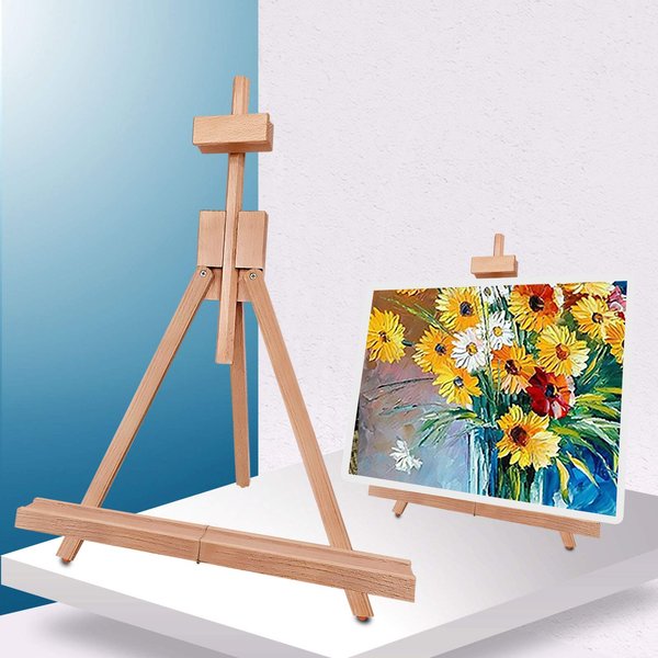Miratuso Painting Easel, Folding Wooden Tabletop Easel Stand Holds Highest to 22" Canvas, Portable Desktop Easel Suitable for Artists, Beginners, Students