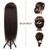 Opini 26 Inch Mannequin Head 80% Real Human Hair Styling Hair Mannequin Head Human Hair to Practice Hair and Makeup Hairdresser Head With Free Clamp (#4 No Makeup)