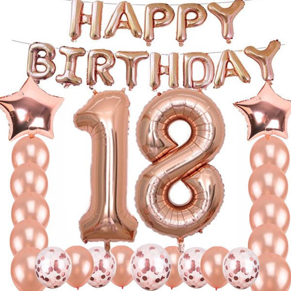 18th Birthday Decorations Party Supplies, Jumbo Rose Gold Foil Balloons for Birthday Party Supplies,Anniversary Events Decorations and Graduation Decorations Sweet 18 Party,18th Anniversary