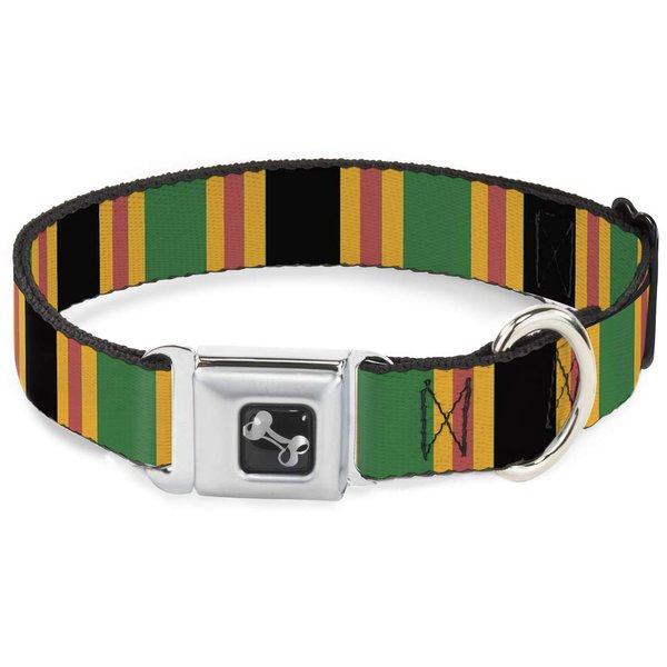 Dog Collar Seatbelt Buckle Lines Black Gold Pink Green 9 to 15 Inches 1.0 Inch Wide