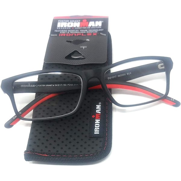 Foster Grant Ironman Reading Glasses, Black/Red (+2.75)