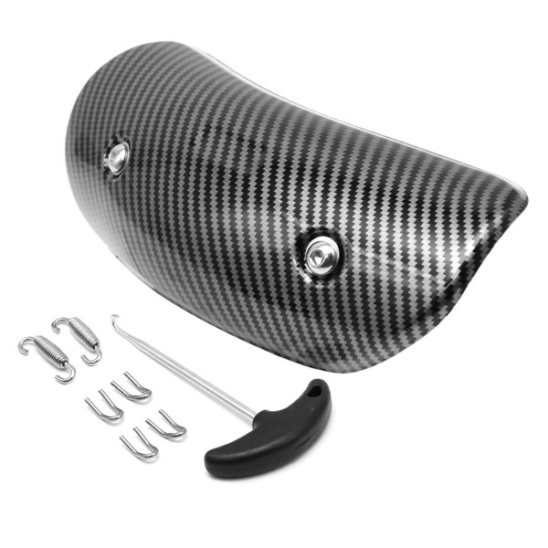 Exhaust Heat Shield Muffler Pipe Heat Cover Protector Guard Imitation Carbon Fiber Stainless Steel (C)