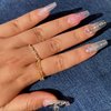 GlimightyX Gel Press on Nails Short,Handmade Salon Quality Thick Acrylic Cat Eye Designs Nails Press on,Reusable Medium Almond Long-lasting for 3 Weeks,10 Nails S Size,Punk Elegance