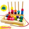 Montessori Toys for 2 3 4 5 Year Old Toddler, Wooden Beads Sequencing Toy Set, Lacing Beads & Stacking Block & Matching Shape Stacker, STEM Preschool Learning Montessori Toys Gifts for Kids Boy Girl