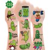 138Pcs Pickle Funny Temporary Tattoos Stickers - Green Pickle Tattoos Party Favors for Pickle Stuff Lovers, Pickle Birthday Party Decorations, 15 Sheets Pickle Themed Gifts