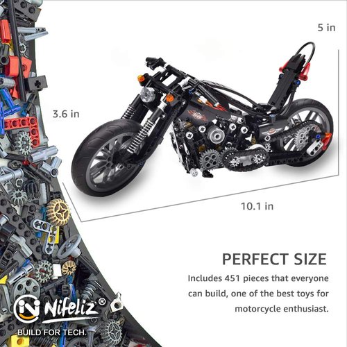 Nifeliz Knuckle Chopper Motorcycle Building Kit (451 Pieces)