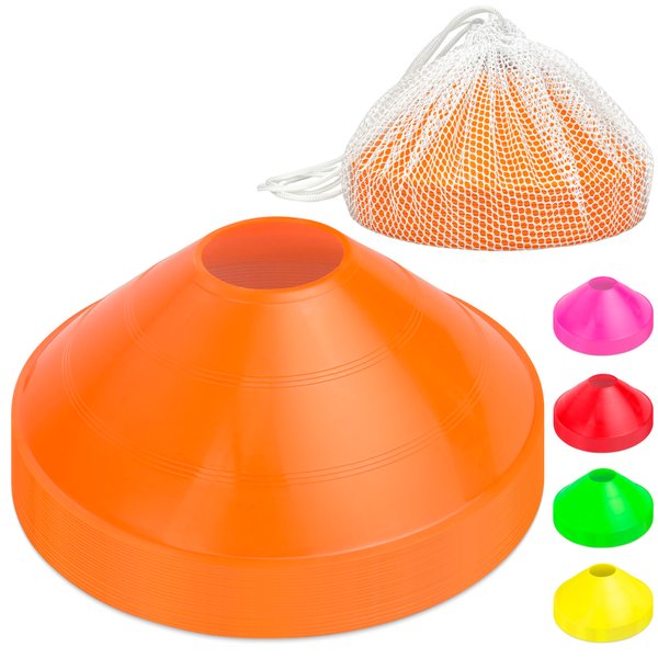 GoSports Premium Sports Cones for Agility Training and Drills - 20 Pack with Tote - Orange