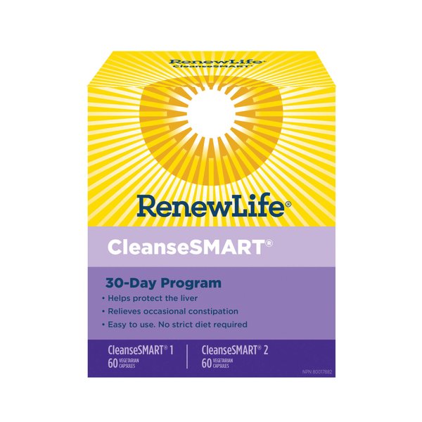Renew Life Cleanse Smart Advanced Total Body Program,Detox Cleanse Promotes Digestive Regularity and Supports Waste Elimination, Herbal Blend with Magnesium, Soy and gluten-free, 60 Count(Pack of 2)
