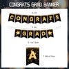 YQUQWN, Congrats Grad Banner, NO DIY Graduation Banner 2024 Congratulations Banner, Black and Gold Graduation Decorations 2024 Graduation Party Decorations 2024 Class of 2024 Decorations