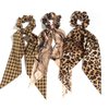 3 PCS Hair Scarf Scruncheis for Women- Hair Scarf with Bow Brown Hair Ties Leopard Ponytail Holders Hair Accessories for Girls Teens