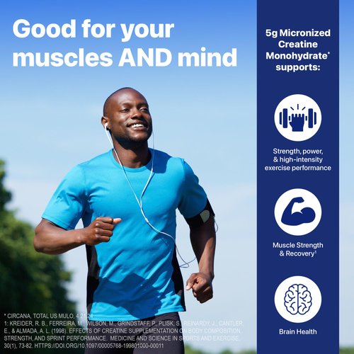 Orgain Creatine Monohydrate Micronized Powder, Unflavored, Supports Muscle Growth, Post Workout Recovery and Brain Health, No Artifical Additives, Non-GMO, 100 Servings, 17.64 Oz