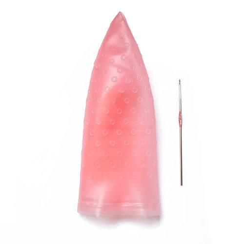 Half Arc Holes Highlighting Cap Hair Highlighting Kit Silicone Highlight Cap Hair Highlights Beauty Salon Frosting Caps for Highlighting Hair (Pink)