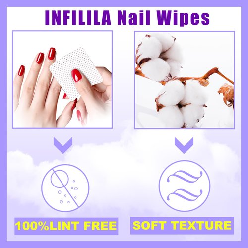 NXJ INFILILA Lint Free Nail Wipes for Nail Polish Remover 540Pcs Super Absorbent Dry Nail Pliosh Remover Pads Wipes Lint Free Wipes Nail Wipes