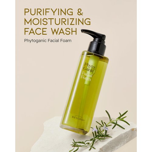 ECO BEYOND Phytoganic Facial Cleansing Foam (6.8fl oz) - Vegan Formula Korean Skin Care. Moisturizing Gel-Type Facial Foam for Impurities & Makeup Removal, lean Herbs, Phyto-Biome