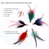 20pcs Feather Treble Hooks Round Bend Treble Fishing Hooks Feather Dressed Strong Sharp Barbed Treble Hooks Feather Hooks for Fishing Lures Bait