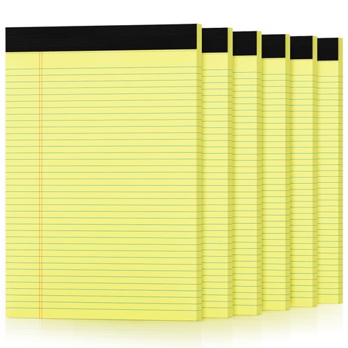 6 Pack Yellow Legal Pads 8.5 x 11.75 Narrow Ruled Lined Writing Note Pads Yellow Paper Pads College Ruled Legal Pad Premium Thick Paper 30 Sheets Per Writing Pad Legal Notepads Double-Side Printed