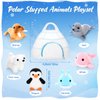 Hungdao 7 Pcs Polar Plush Toys Set Stuffed Polar Bear Walrus Penguin Whale Narwhal Seal Polar Stuffed Animals with Igloo Ocean Animal Plushies for Kids Toddlers Birthday Christmas New Year Gifts