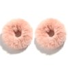 2 Pcs Women Furry Elastic Faux Rabbit Hair Scrunchies Fluffy Ponytail Holder Pompom Ball Hair Bands Ties For Girl Hair Accessories (Shell Pink)