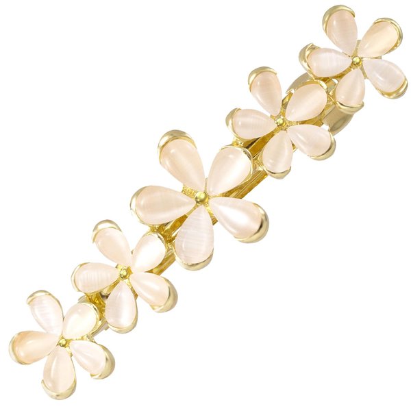 HINZIC 2.64inch Flower Opal Hair Clip Gold Sparkly Wedding Barrettes Fancy Hair Pin Prom Engagement Birthday Decorative Accessories for Women Girls Thick Fine Hair