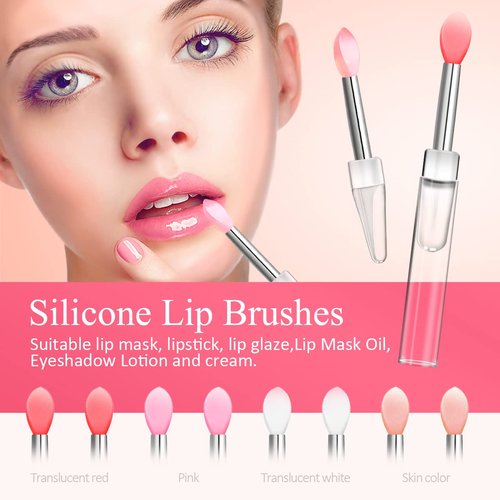 Silicone Lip Brushes Tool, Lipstick Applicator Brushes with Caps for Makeup Beauty Brushes, Eyeshadow Lip Brush for Applying Mask Oil, Lipstick Lip Gloss, 8pcs/box Multi-colored