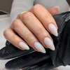 Summer White Almond Shaped Nails,Press-on Nails KXAMELIE Glue on Nails Almond for Women,Acrylic Nails Press on Medium Length Stick on Nails for Women Girls Daily Work Wear, 1.0582 Ounce