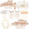 64 Pieces Wedding Hair Comb Set, Include 20 Flower Rhinestone Hair Sticks, 20 Pearl Hair Pins, 3 Crystal Pearl Combs, Pearl Wedding Hair Vine, 20 U Shaped Pearl Hair Clip (Novel Style)