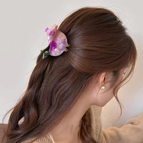 Small Chicken Hair Claw Clip, 3 Inch Cute Animal Shape Hair Clip, Funny Acetate Jaw Hair Accessories for Women Girls (Pink)