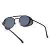 RONSOU Steampunk Style Round Vintage Sunglasses Retro Eyewear UV400 Protection Matel Frame black&grey