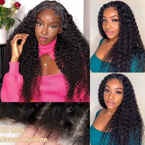Edwad Curly Lace Front Wig Human Hair 13x4 Deep Wave Human Hair Lace Front Wigs Curly Frontal Wigs Human Hair Wet And Wavy Lace Front Wigs Human Hair Curly Lace Front Wigs150% Density(24 Inch)