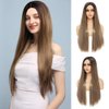X-TRESS Ombre Brown Straight Hair Synthetic Wigs for Women 28 Inch Long Straight For Halloween Party Wig