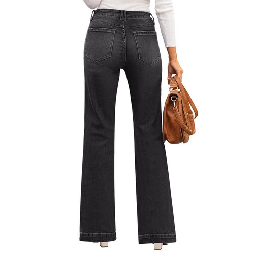 GRAPENT Ladies Jeans Trendy Jeans Maternity Jeans Over The Belly Work Jeans Distressed Jeans for Womens Jeans Size 18 Womens Wide Leg Pants for Summer Color Soft Black Size 16 Size 18