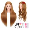 Mannequin Head Human Hair 26"-28" Female 80% Human Hair Mannequin Head Hair Styling Cosmetology Manikin Head Doll Head for Hairdresser with Free Clamp Holder and Tools