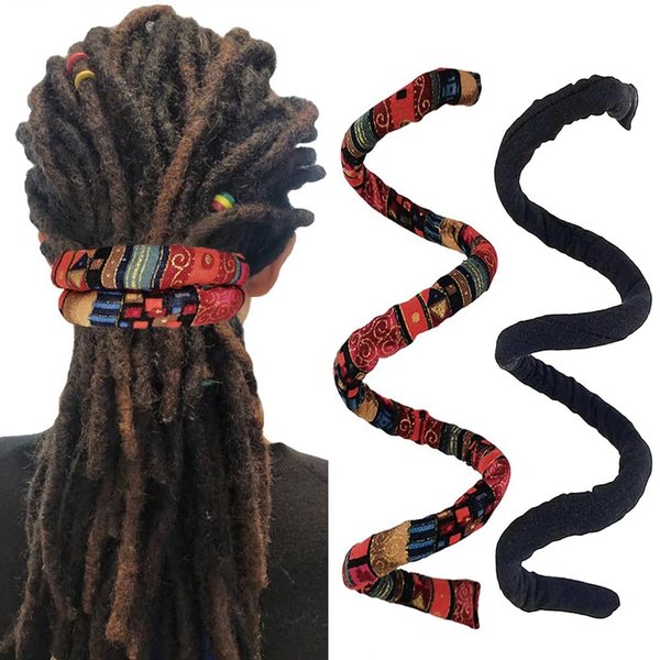2PCS Dreads Hair Bands Bendable Spiral Lock Hair Ties Wrap 25inches Iron Wire Ponytail Holders for Dreadlocks Braids Twists Long Thick Curly Hair(Black & Red)
