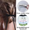 6PCS Long Tail Design Bowknot Barrettes with Tassel Ribbon and Solid Metal Claw Clip, Perfect Hair Accessories for Women and Girls (Black White Beige Pink Blue Green)
