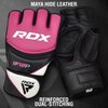 RDX MMA Gloves Grappling Sparring, Maya Hide Leather, Boxing Gloves Men Women Muay Thai Martial Arts Training, Half Finger Adjustable Mitts Wrist Support Kickboxing Cage Fighting Punching Bag Workout