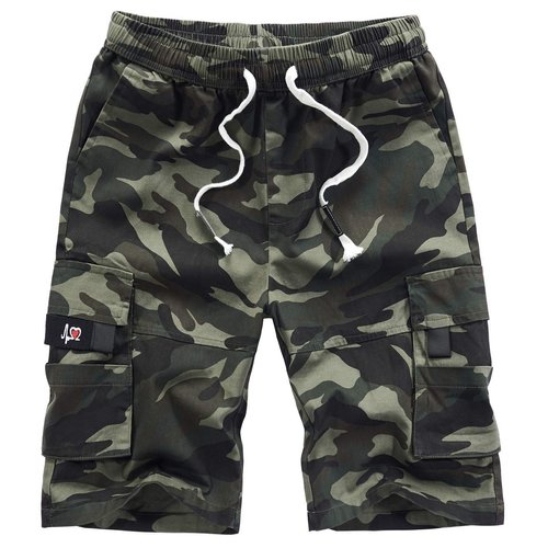 VtuAOL Women's Casual Cargo Shorts Elastic Waist Relaxed Fit Shorts with Drawstring CP Camo Asian 7XL/US 20-22