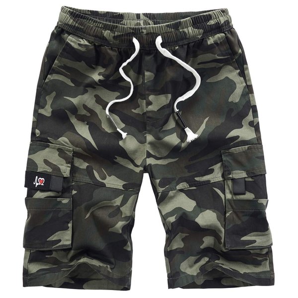 VtuAOL Women's Casual Cargo Shorts Elastic Waist Relaxed Fit Shorts with Drawstring CP Camo Asian 7XL/US 20-22