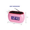 HANNLOMAX HX-161CR Portable PLL FM Radio Alarm Clock, LCD Display with Dimmer Function, 7 Colors RGB Night Light, USB Port for 1A Charging, Telescopic Antenna, AC/DC Operation only. (Pink)