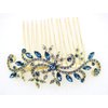 Faship Sparkling Navy Blue Crystal Floral Hair Comb