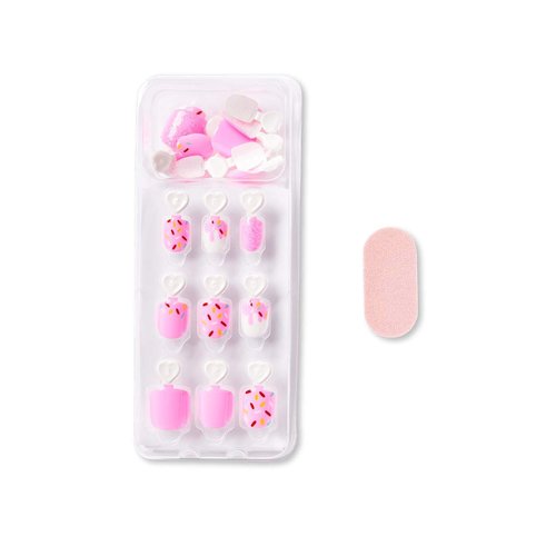 KISS imPRESS No Glue Mani Press On Nails, Mini Press-On Manicure for Kids, Super Duper', Pink, Kids Size, Squoval Shape, Includes 20 Fake Nails with Removable Application Tabs, 1 Mini File