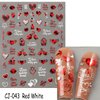 Valentines Day Nail Art Stickers Decal Red Heart Nail Sticker Valentines Nail Decorations 3D Self-Adhesive Red White Rose Love Heart Lip Nail Design for Acylic Nail Manicure Decor 6sheets