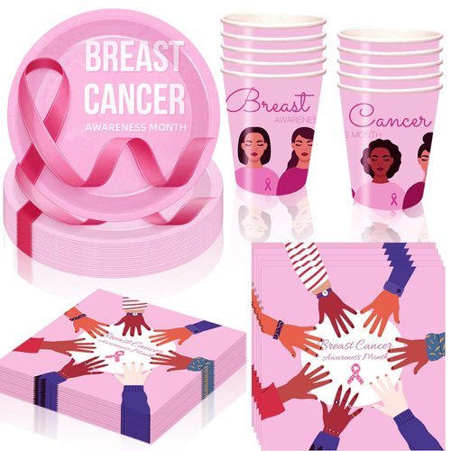 Breast Cancer Awareness Party Supplies Breast Cancer Party Favors Tableware Includes Cups Plates Napkins for Breast Cancer Party Decoration