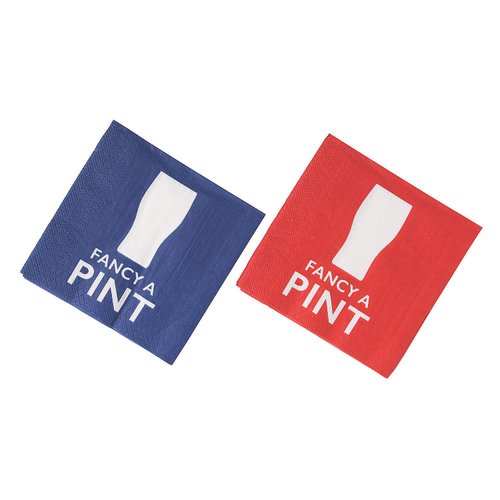 Fun Express - British Party Bev. Napkins (16pc) for Party - Party Supplies - Print Tableware - Print Napkins - Party - 16 Pieces