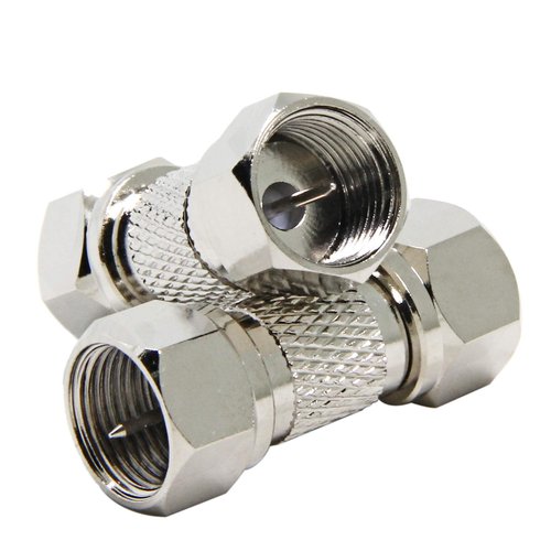 Male to Male Coax Connector, 2-Pack 75 Ohm F Type RG6 Coaxial Cable Adapter, Cable Extension Coupler for TV, Antenna, Splitter, Amplifier