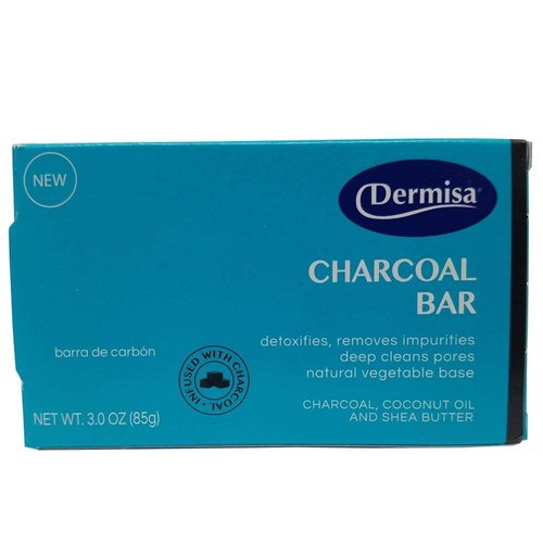 Dermisa Charcoal Bar | Natural Gentle Cleansing Bar | Contains Activated Charcoal, Coconut Oil, Shea Butter, Vitamin C & Licorice | NO PARABENS | 3 OZ (1-Pack)